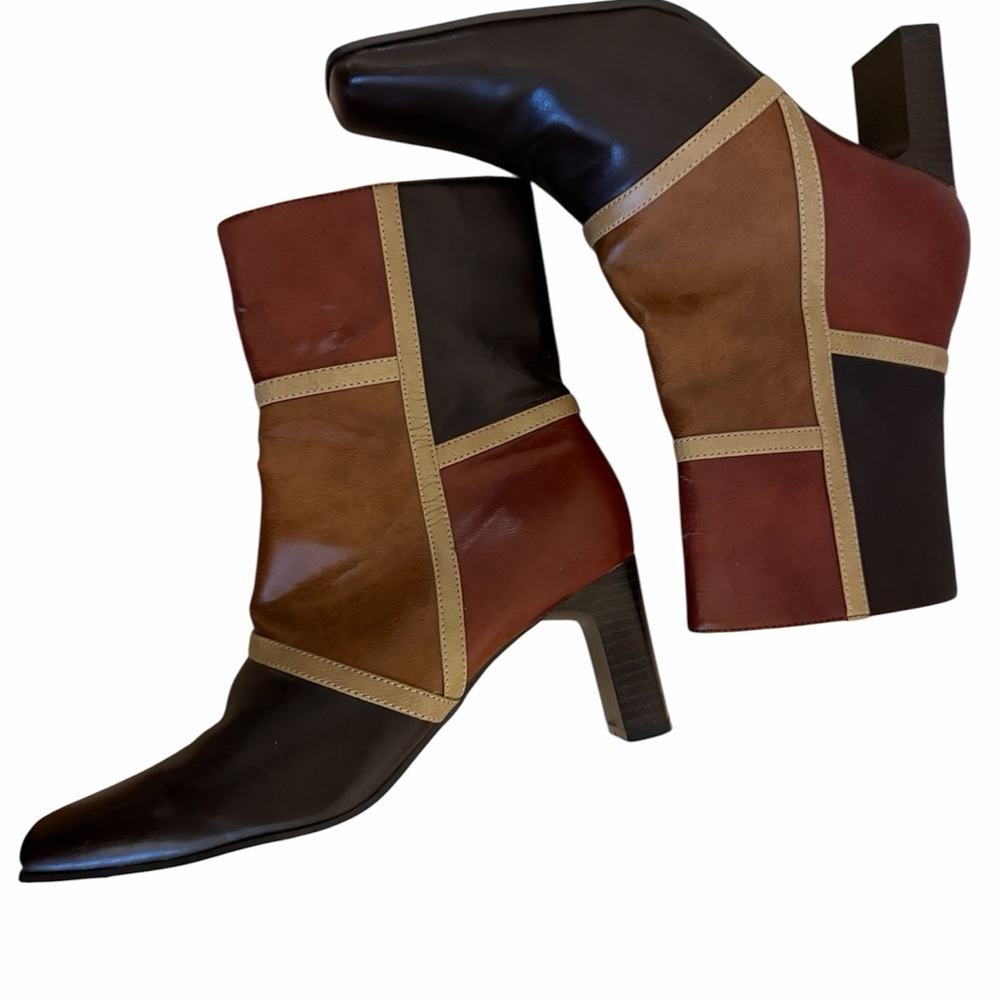 Transit Color Brown Block Ankle Boots Size 7.5